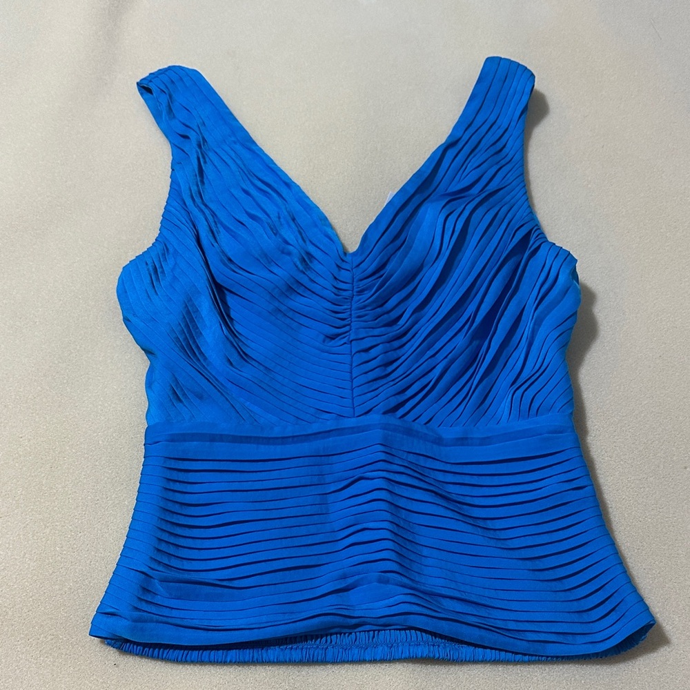 Express Women’s V-Neck Pleated Blue Tank Top